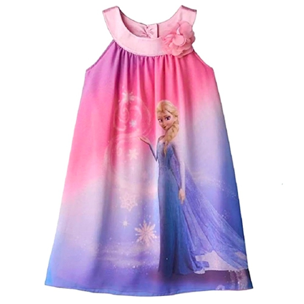 Disney Frozen Elsa Little Girls Sleeveless Dress Pink/Purple
